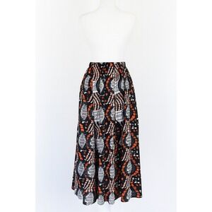 VTG Magic Womens‎ Skirt Size M Black Orange Abstract Maxi Boho Indie Witchy 90s